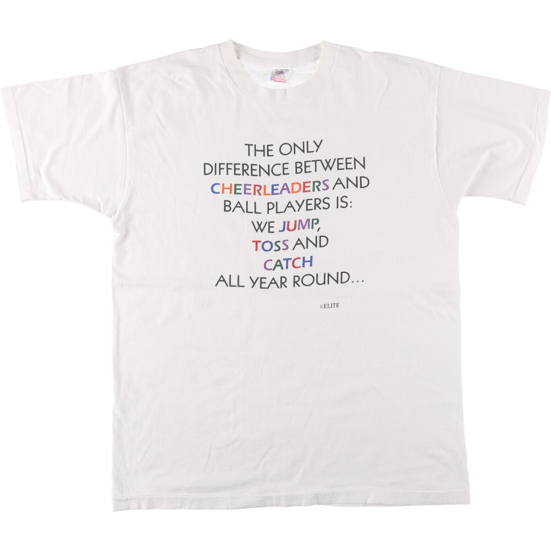 90'S Fruit of the Loom Message Print T-Shirt Made in USA Men's XL Vintage cotton white type Vintage Second Hand