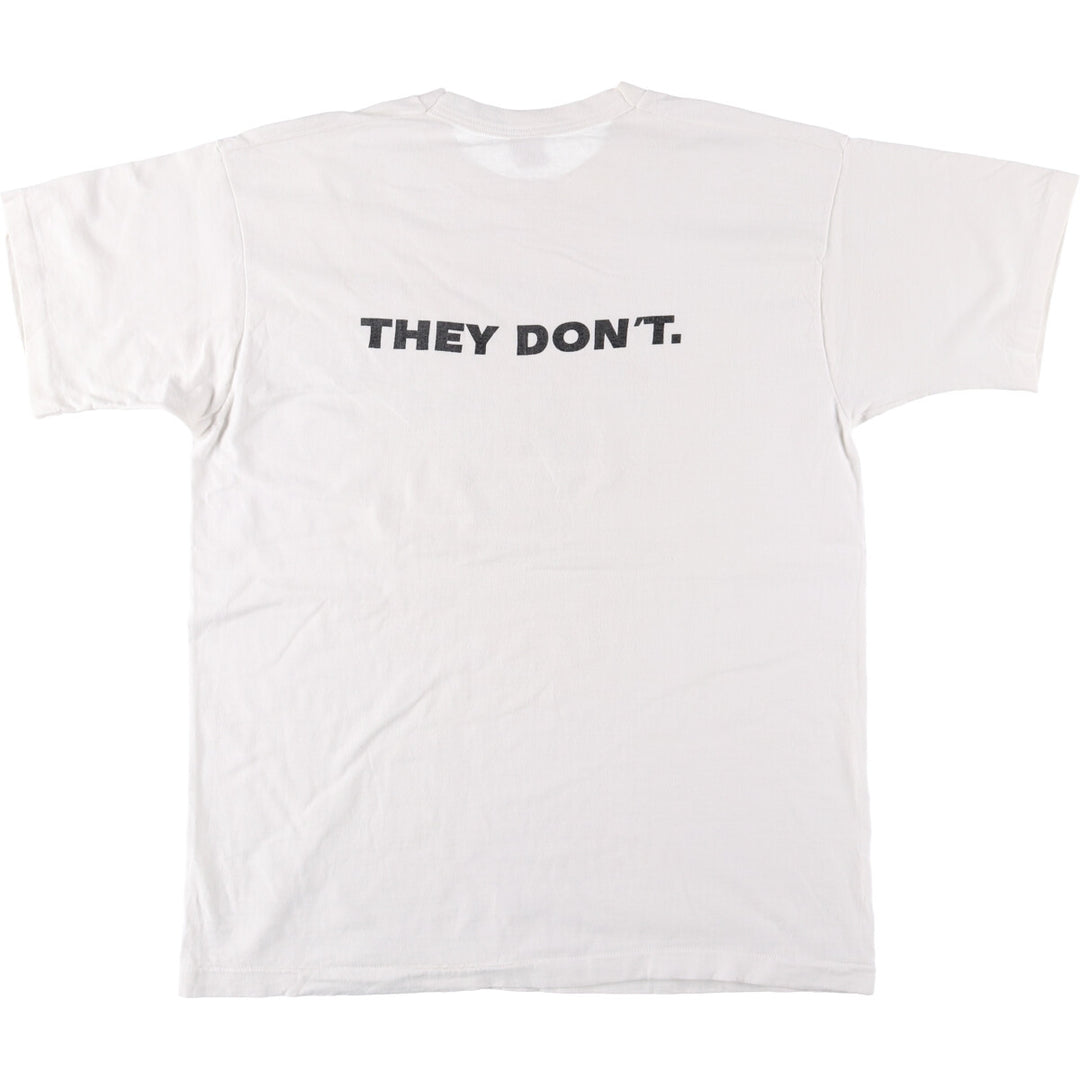 90'S Fruit of the Loom Message Print T-Shirt Made in USA Men's XL Vintage cotton white type Vintage Second Hand
