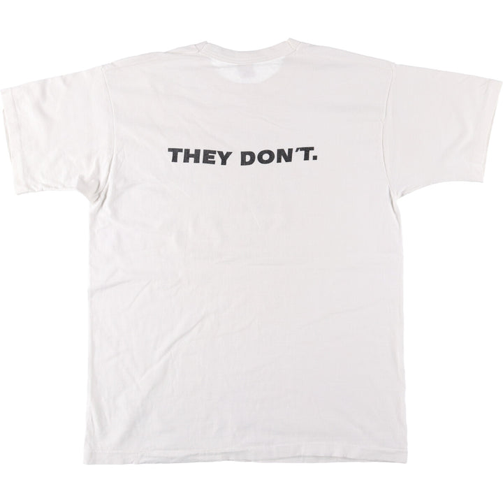 90'S Fruit of the Loom Message Print T-Shirt Made in USA Men's XL Vintage cotton white type Vintage Second Hand