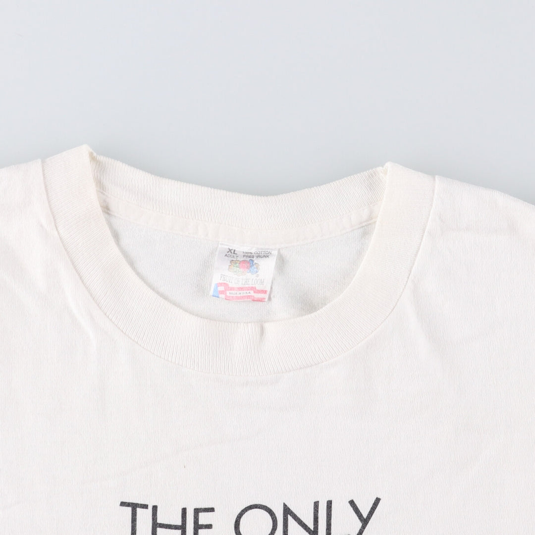 90'S Fruit of the Loom Message Print T-Shirt Made in USA Men's XL Vintage cotton white type Vintage Second Hand