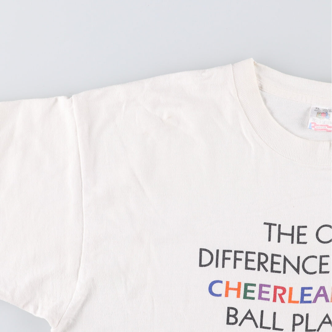 90'S Fruit of the Loom Message Print T-Shirt Made in USA Men's XL Vintage cotton white type Vintage Second Hand