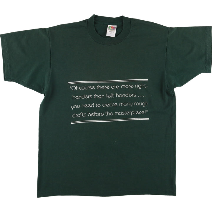 Fruit of the Loom Best Message Print T-Shirt, Men's Size L cotton Green type dark green Vintage Second Hand