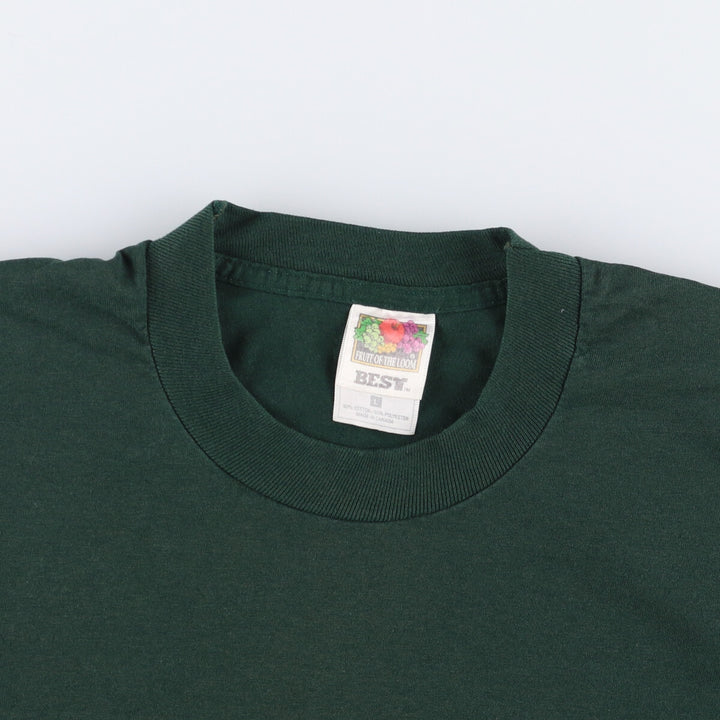 Fruit of the Loom Best Message Print T-Shirt, Men's Size L cotton Green type dark green Vintage Second Hand