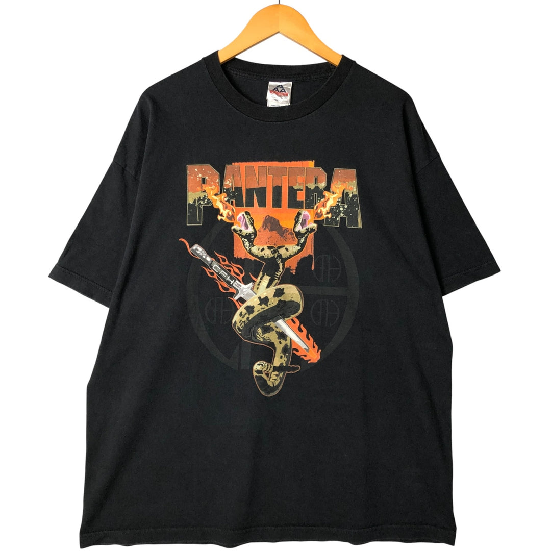 ALSTYLE APPAREL and ACTIVEWEAR PANTERA Snake Print Python Pattern Band T-Shirt, Made in USA, Men's XXL cotton black type Vintage Second Hand