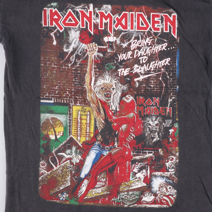 IRON MAIDEN Half Sleeve Band T-Shirt, Men's Medium cotton Charcoal Vintage Second Hand