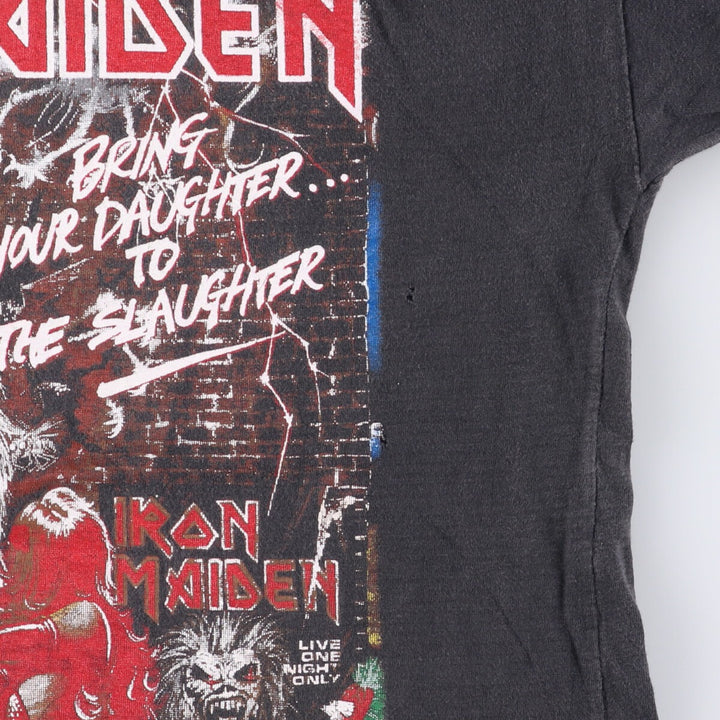 IRON MAIDEN Half Sleeve Band T-Shirt, Men's Medium cotton Charcoal Vintage Second Hand
