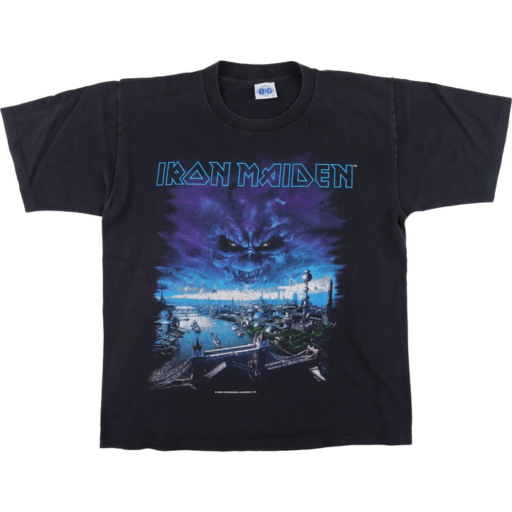 2000'S B!G IRON MAIDEN band T-shirt, men's size L cotton black type Vintage Second Hand