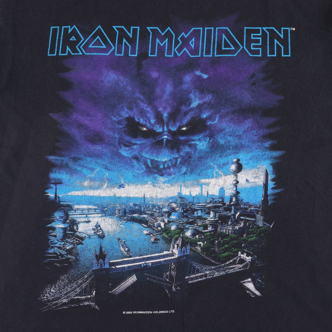 2000'S B!G IRON MAIDEN band T-shirt, men's size L cotton black type Vintage Second Hand