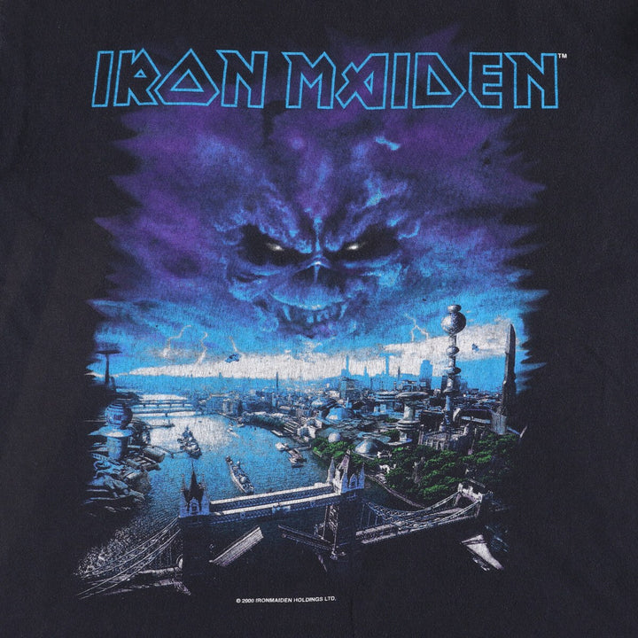 2000'S B!G IRON MAIDEN band T-shirt, men's size L cotton black type Vintage Second Hand