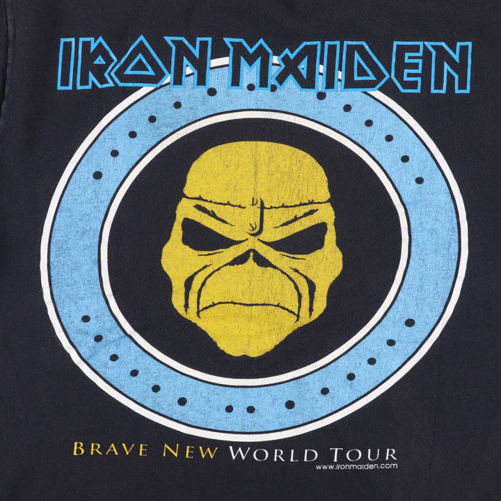 2000'S B!G IRON MAIDEN band T-shirt, men's size L cotton black type Vintage Second Hand