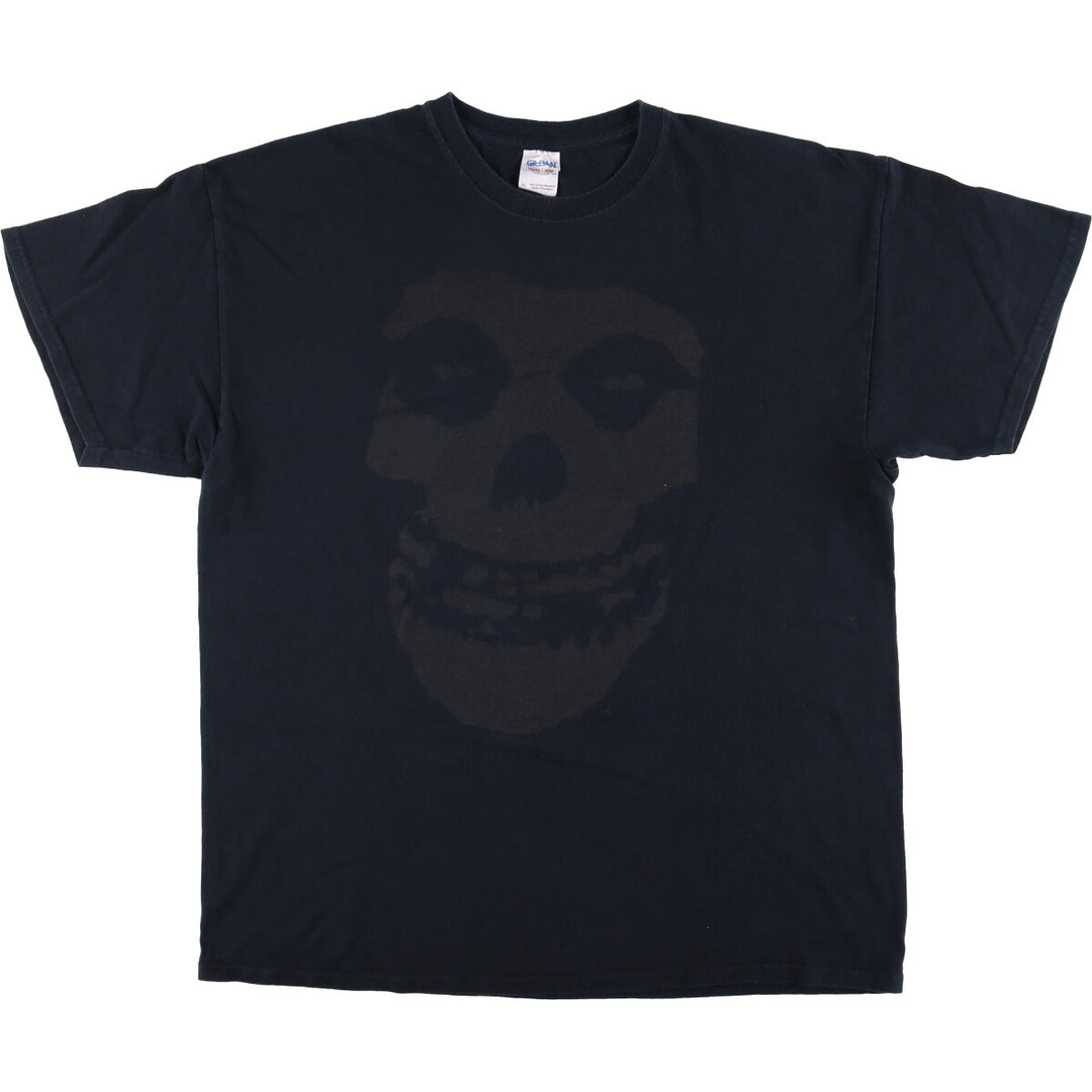 Gildan Misfits Skull Pattern Band T-shirt, Men's XL size cotton black type Vintage Second Hand