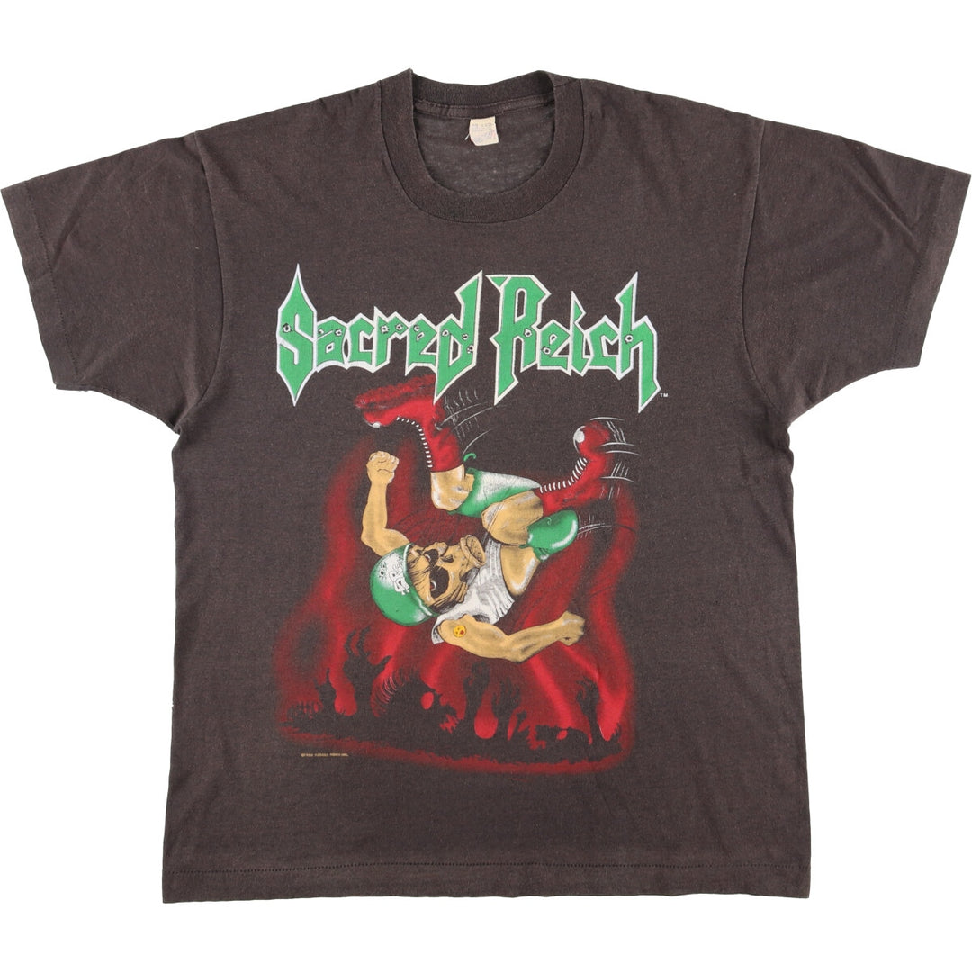 90'S Screen Stars SACRED REICH Band T-Shirt, Made in USA, Men's Size XL cotton Charcoal Vintage Second Hand