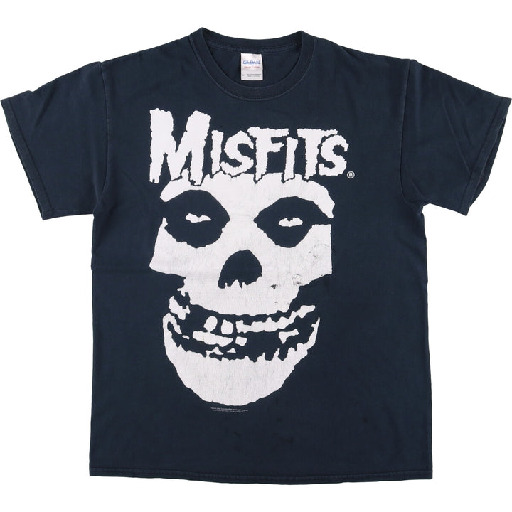 Gildan Misfits Skull Pattern Band T-shirt, Men's M size cotton black type Vintage Second Hand