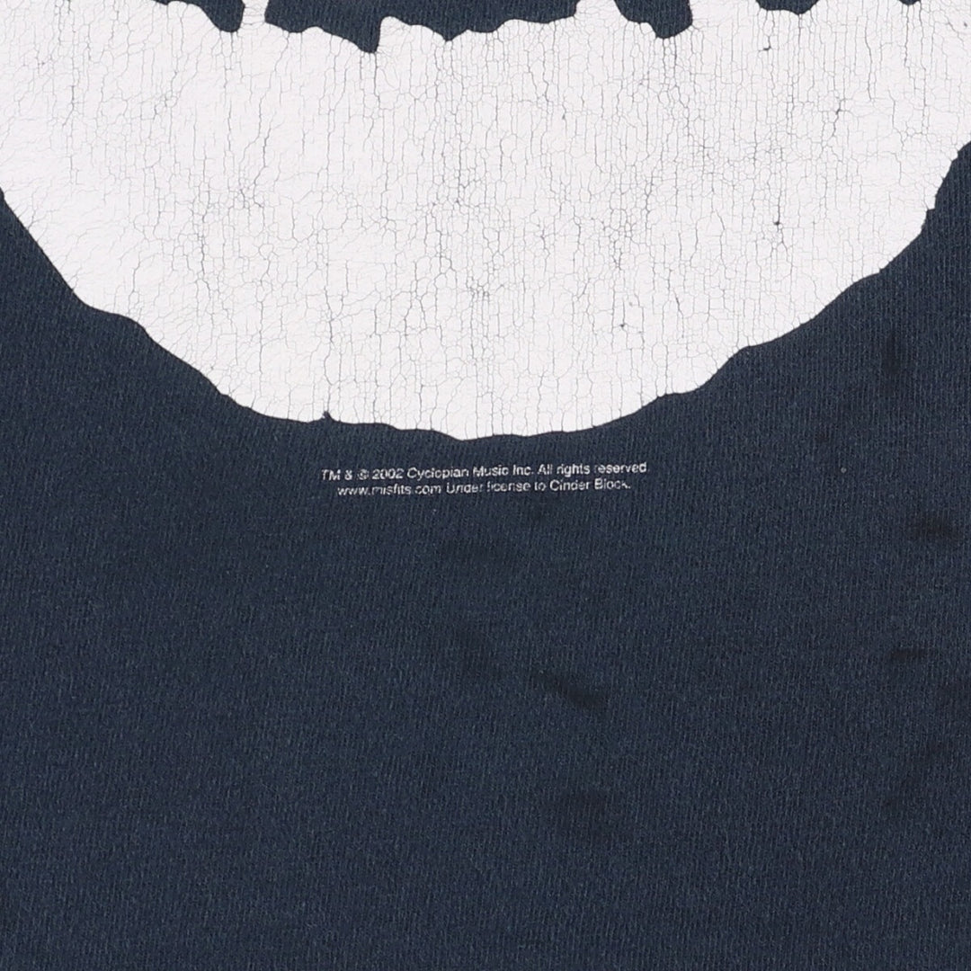 Gildan Misfits Skull Pattern Band T-shirt, Men's M size cotton black type Vintage Second Hand