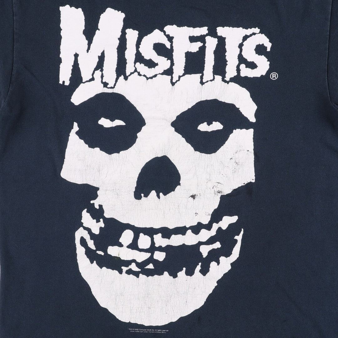 Gildan Misfits Skull Pattern Band T-shirt, Men's M size cotton black type Vintage Second Hand