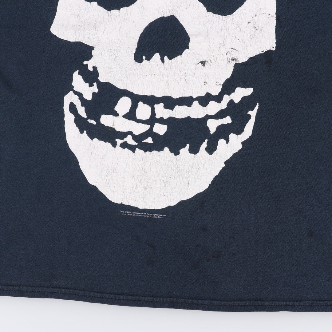 Gildan Misfits Skull Pattern Band T-shirt, Men's M size cotton black type Vintage Second Hand