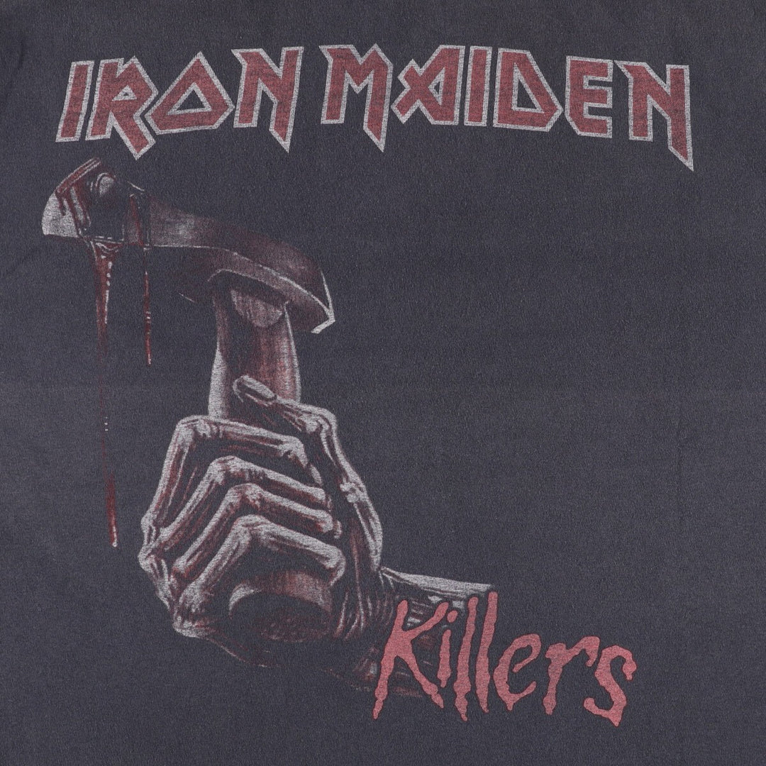 IRON MAIDEN Iron Maiden Band T-shirt Band T Men's L size unclear Charcoal Vintage Second Hand