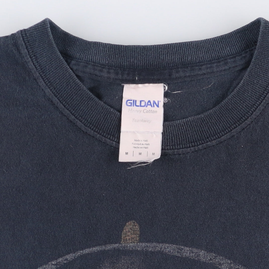 Gildan Slayer Skull Pattern Band T-Shirt, Men's Size Medium cotton black type Vintage Second Hand