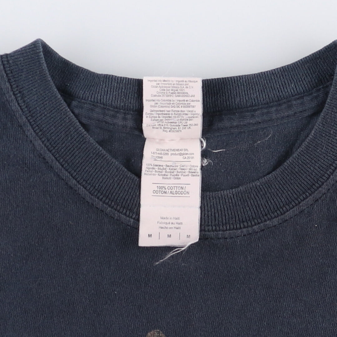 Gildan Slayer Skull Pattern Band T-Shirt, Men's Size Medium cotton black type Vintage Second Hand