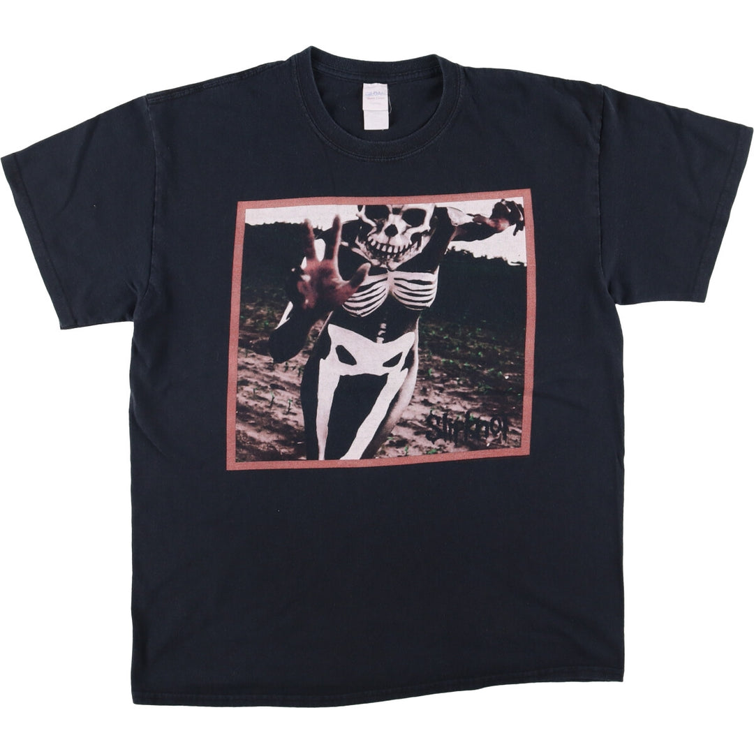 Gildan Slipknot Skull Pattern Band T-Shirt, Men's Size Large cotton black type Vintage Second Hand