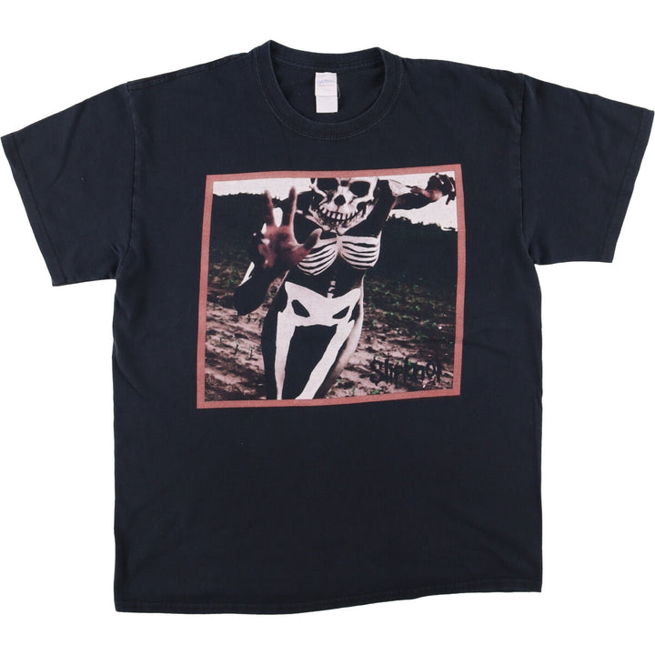 Gildan Slipknot Skull Pattern Band T-Shirt, Men's Size Large cotton black type Vintage Second Hand