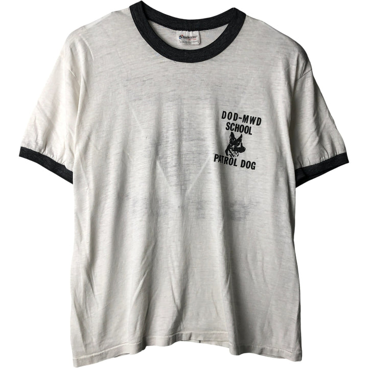 Vintage 80s-90'S STEDMAN Ringer T-shirt, Made in USA, Men's Size L cotton white type Vintage Second Hand