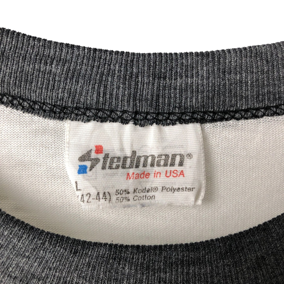 Vintage 80s-90'S STEDMAN Ringer T-shirt, Made in USA, Men's Size L cotton white type Vintage Second Hand