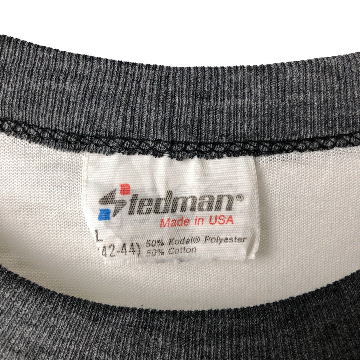 Vintage 80s-90'S STEDMAN Ringer T-shirt, Made in USA, Men's Size L cotton white type Vintage Second Hand