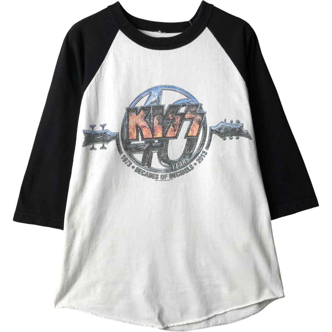 KISS 3/4 Sleeve Raglan Band T-Shirt, Men's Size XL unclear white type Vintage Second Hand