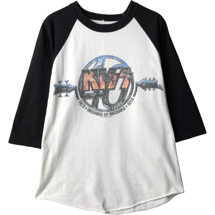 KISS 3/4 Sleeve Raglan Band T-Shirt, Men's Size XL unclear white type Vintage Second Hand