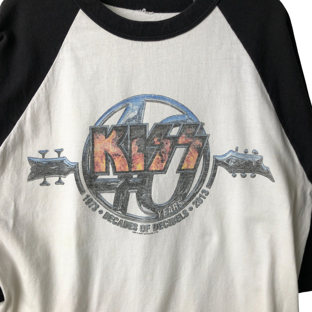 KISS 3/4 Sleeve Raglan Band T-Shirt, Men's Size XL unclear white type Vintage Second Hand