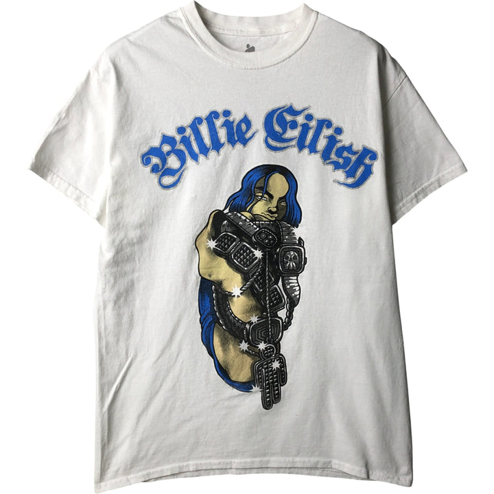 Billie Eilish Band T-shirt, Men's M size cotton white type Vintage Second Hand