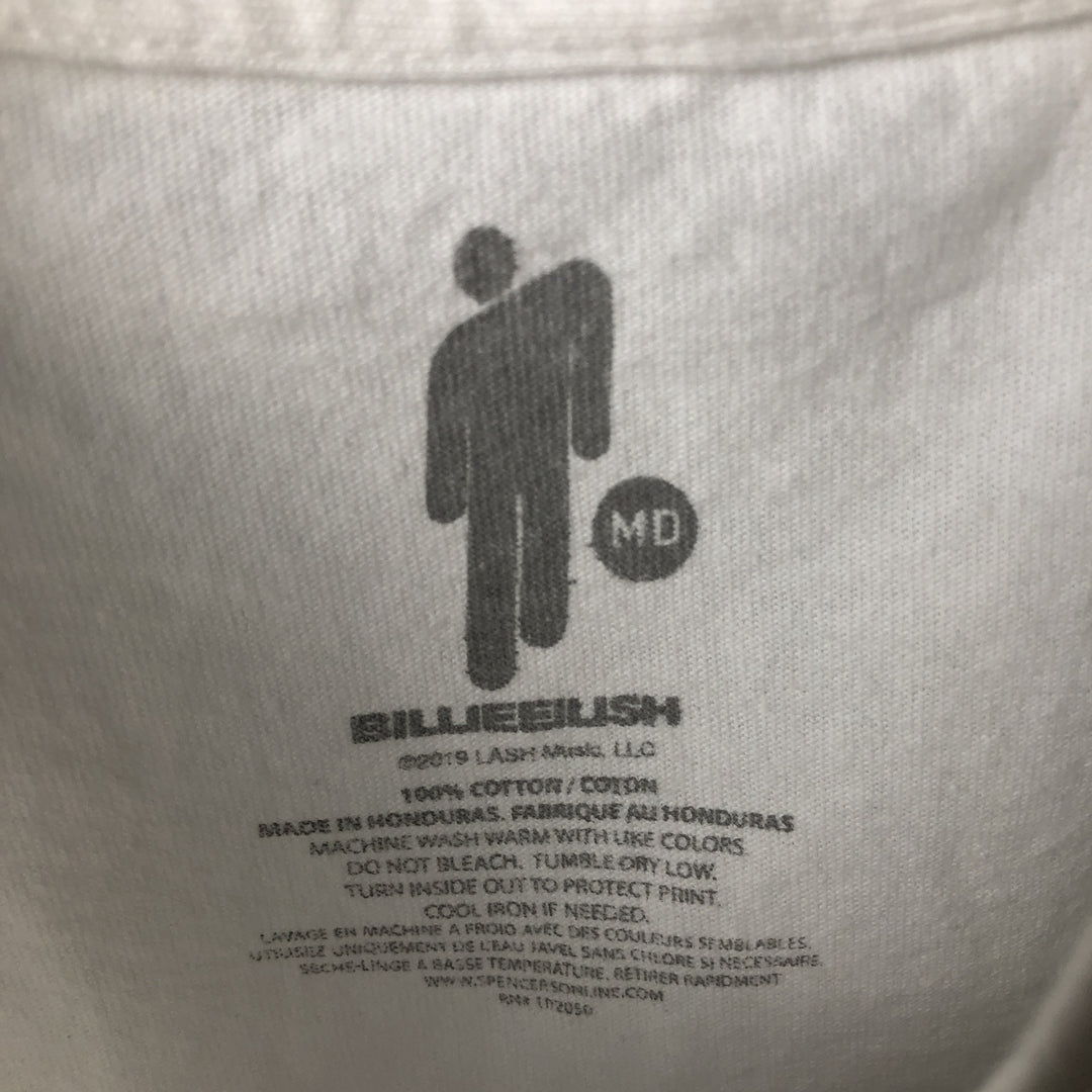 Billie Eilish Band T-shirt, Men's M size cotton white type Vintage Second Hand