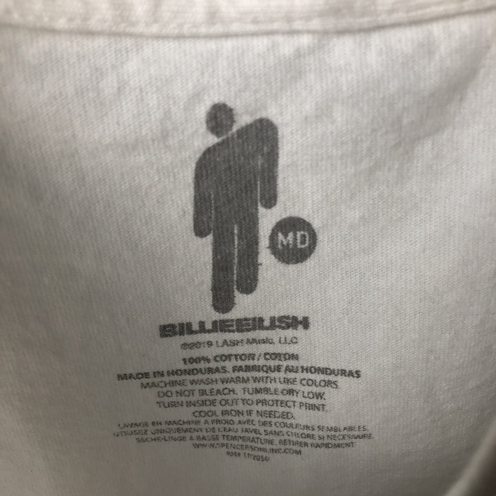 Billie Eilish Band T-shirt, Men's M size cotton white type Vintage Second Hand