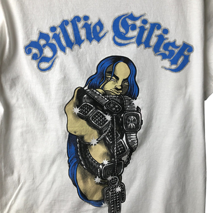 Billie Eilish Band T-shirt, Men's M size cotton white type Vintage Second Hand