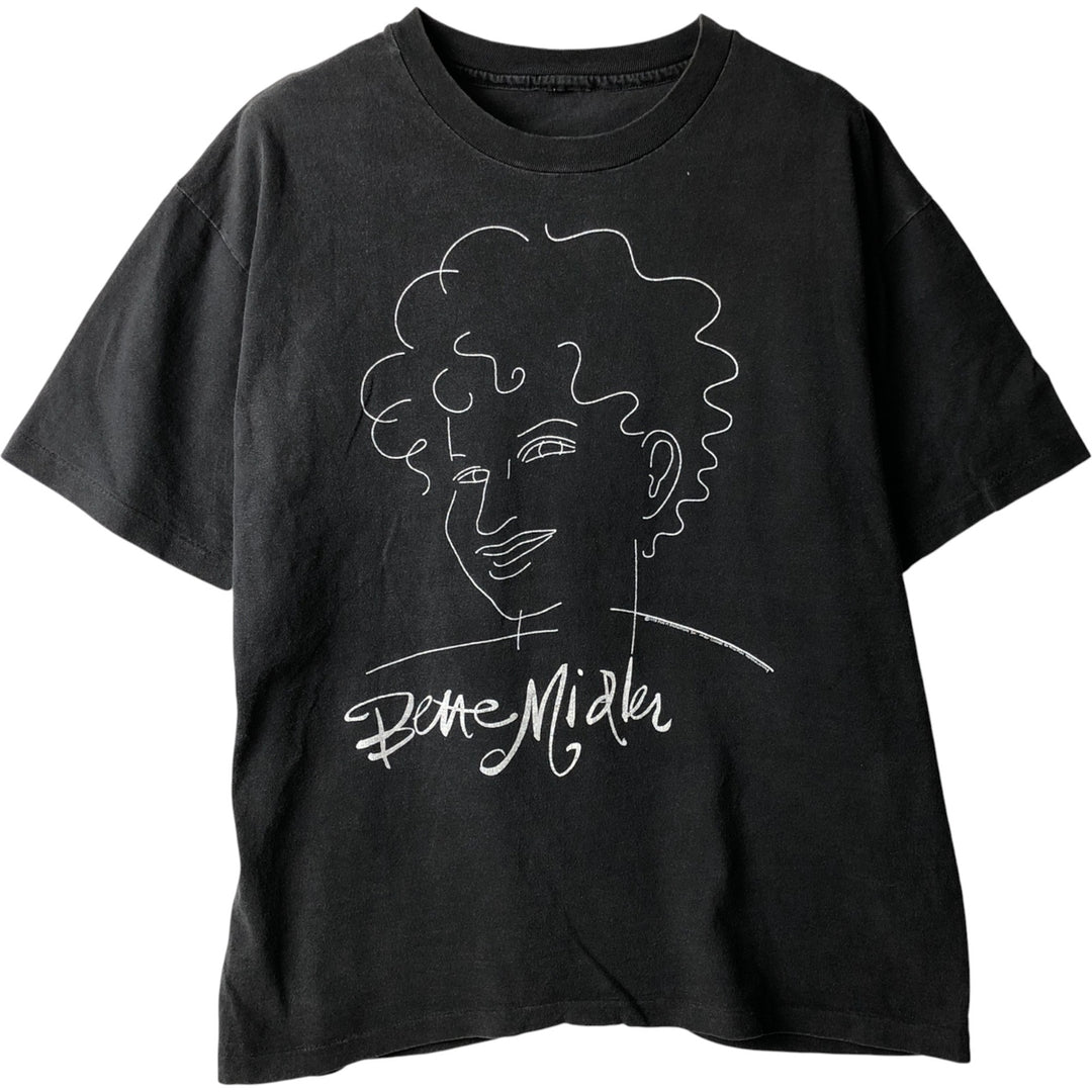 90'S Bette Midler band T-shirt, men's size L unclear black type Vintage Second Hand