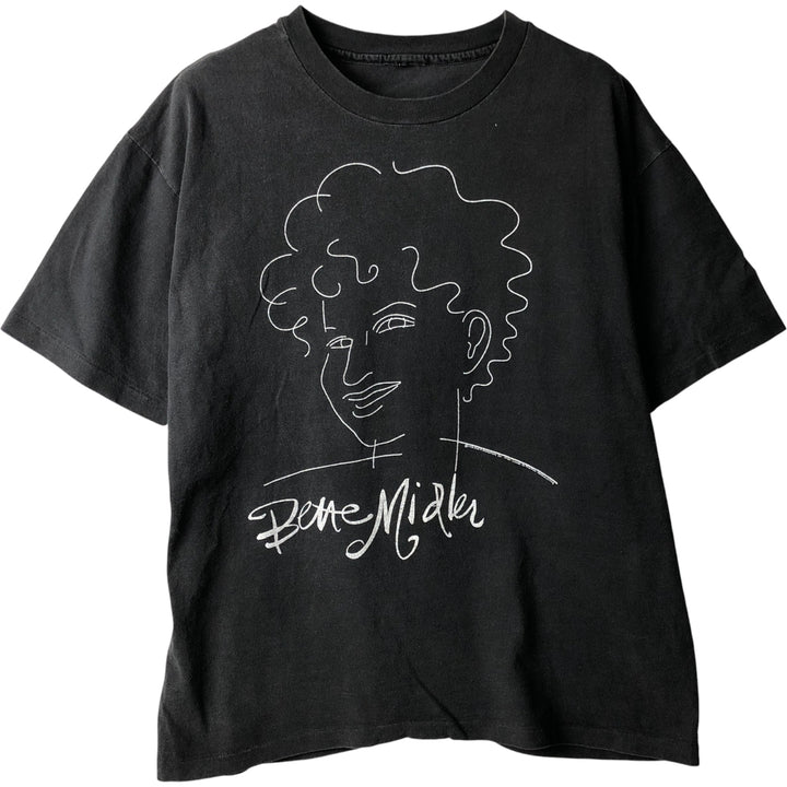 90'S Bette Midler band T-shirt, men's size L unclear black type Vintage Second Hand