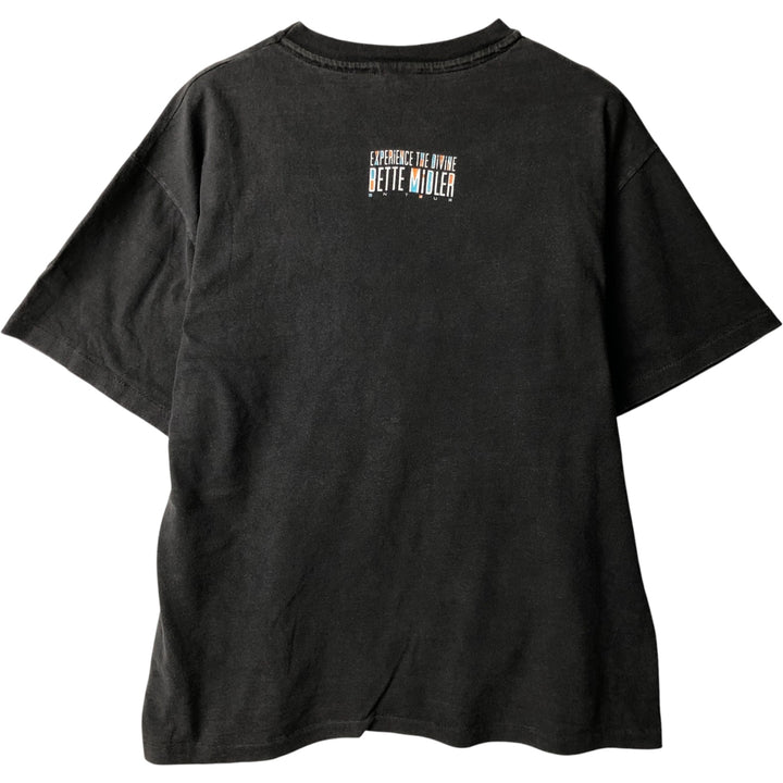 90'S Bette Midler band T-shirt, men's size L unclear black type Vintage Second Hand
