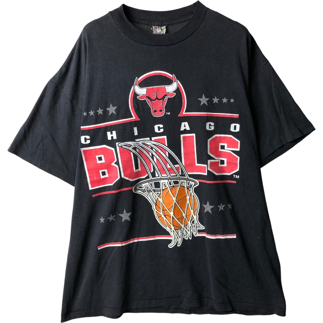 Vintage 90'S NBA Chicago Bulls Top Half Logo Print T-Shirt, Made in USA, Men's XXL cotton black type Vintage Second Hand