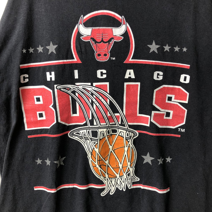 Vintage 90'S NBA Chicago Bulls Top Half Logo Print T-Shirt, Made in USA, Men's XXL cotton black type Vintage Second Hand