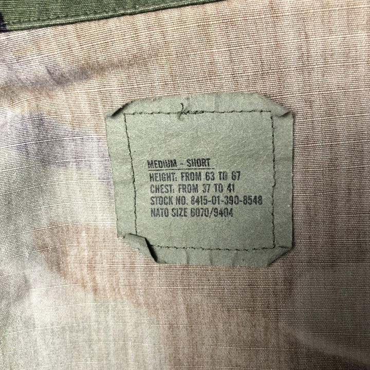 90'S US Military Camouflage Pattern Woodland Camo Ripstop BDU Military Jacket Made in USA MEDIUM-SHORT Men's M Nylon Khaki type Vintage Second Hand