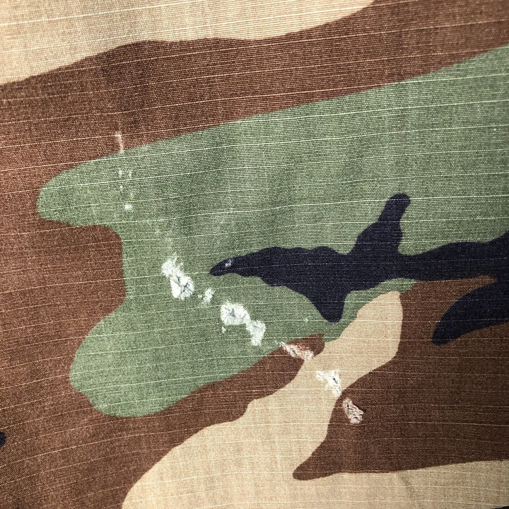 90'S US Military Camouflage Pattern Woodland Camo Ripstop BDU Military Jacket Made in USA MEDIUM-SHORT Men's M Nylon Khaki type Vintage Second Hand