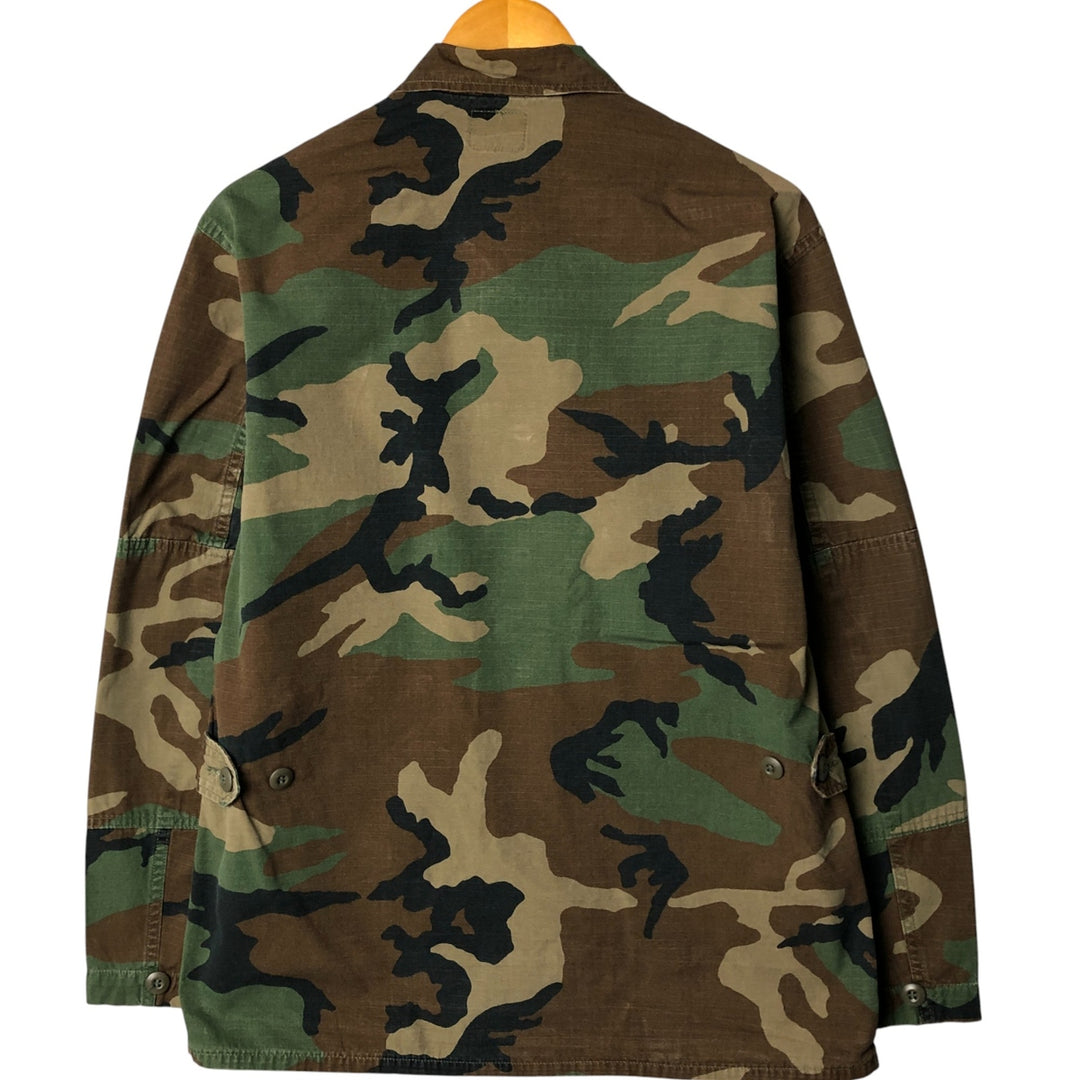 80'S US Military Genuine Camouflage Pattern Woodland Camo Ripstop BDU Military Jacket Made in USA MEDIUM-REGULAR Men's M cotton Khaki type Vintage Second Hand