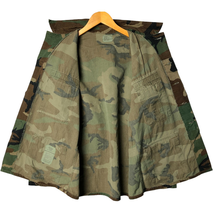 80'S US Military Genuine Camouflage Pattern Woodland Camo Ripstop BDU Military Jacket Made in USA MEDIUM-REGULAR Men's M cotton Khaki type Vintage Second Hand