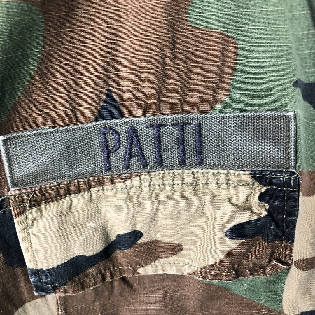 80'S US Military Genuine Camouflage Pattern Woodland Camo Ripstop BDU Military Jacket Made in USA MEDIUM-REGULAR Men's M cotton Khaki type Vintage Second Hand