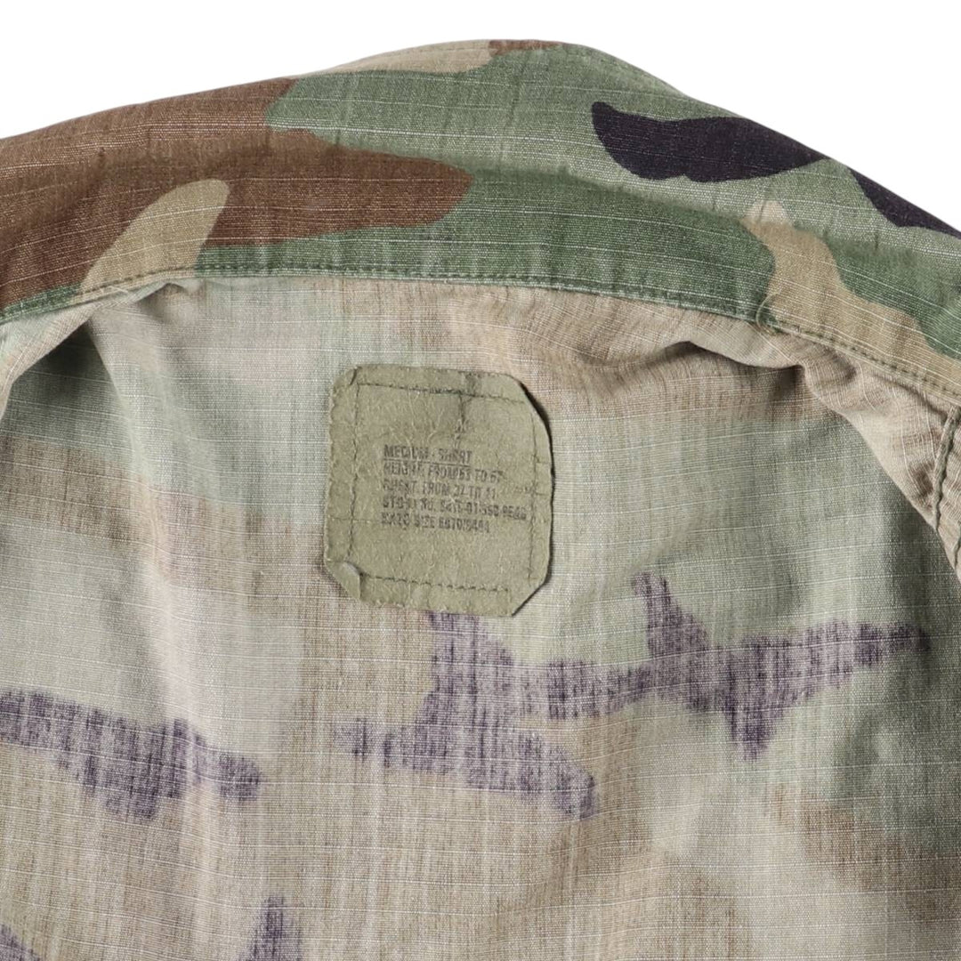 90'S US Military Camouflage Pattern Woodland Camo Patch BDU Ripstop Military Jacket, Made in USA, Medium-Short Nylon Khaki type Vintage Second Hand