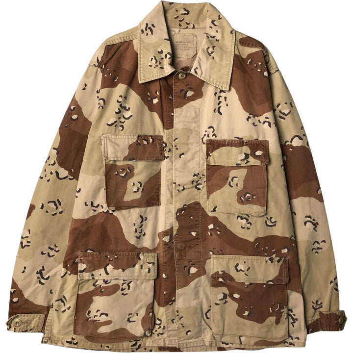 90'S US Military Genuine Camouflage Pattern 6C Desert Chocolate Chip Camo BDU Military Jacket Made in USA Men's M Size Vintage cotton beige type brown Vintage Second Hand