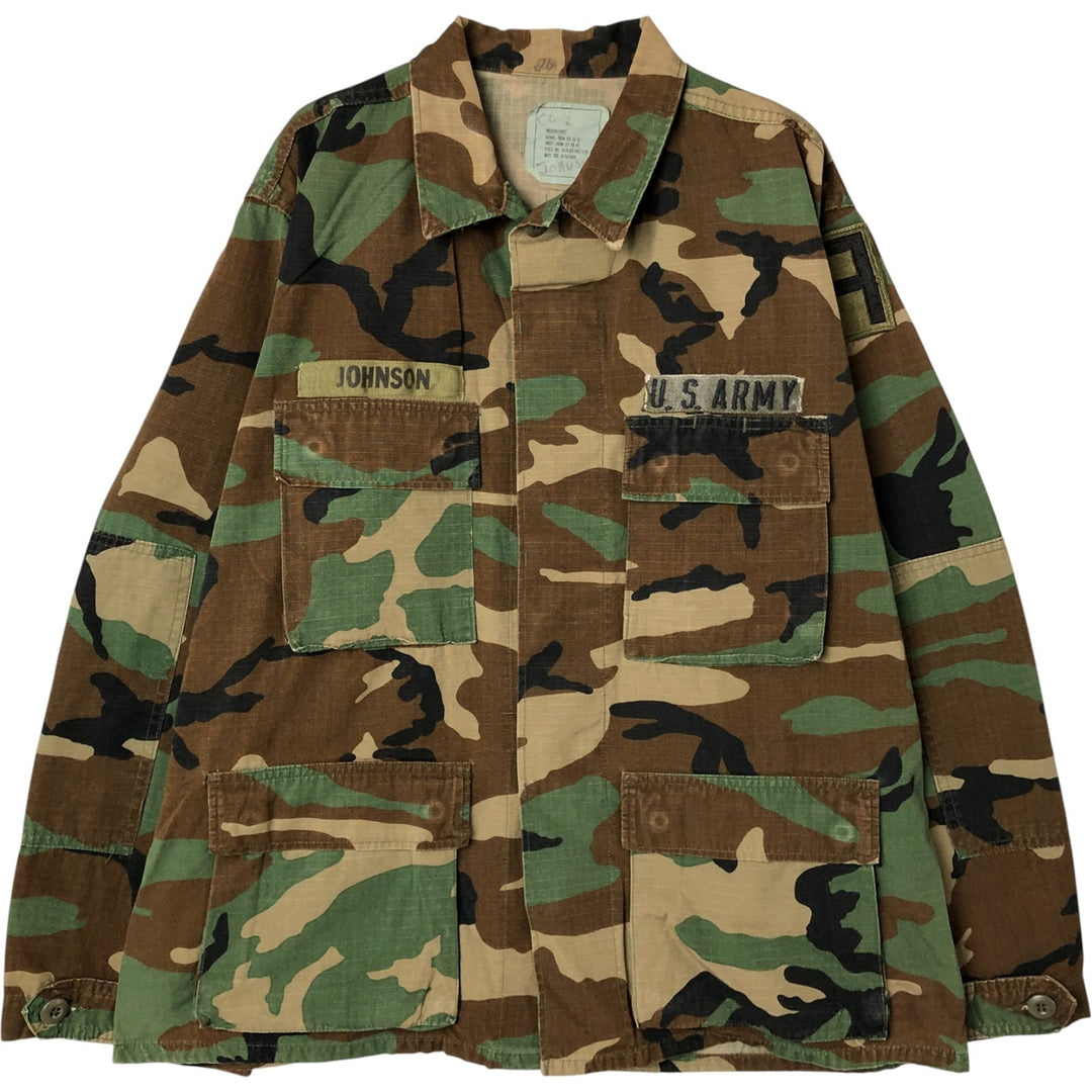 Authentic 1980'S US Army Camouflage Pattern Woodland Camo BDU Military Jacket, Made in USA, Men's Size Medium, Vintage cotton Khaki type Vintage Second Hand