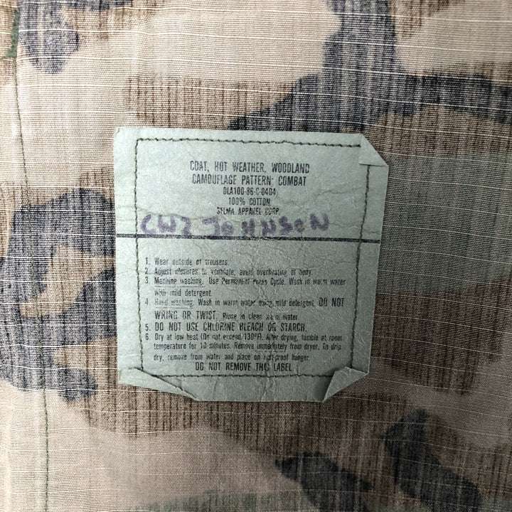 Authentic 1980'S US Army Camouflage Pattern Woodland Camo BDU Military Jacket, Made in USA, Men's Size Medium, Vintage cotton Khaki type Vintage Second Hand