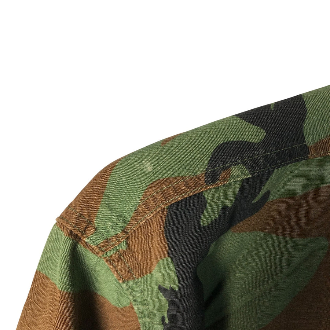 Authentic 1980'S US Army Camouflage Pattern Woodland Camo BDU Military Jacket, Made in USA, Men's Size Medium, Vintage cotton Khaki type Vintage Second Hand